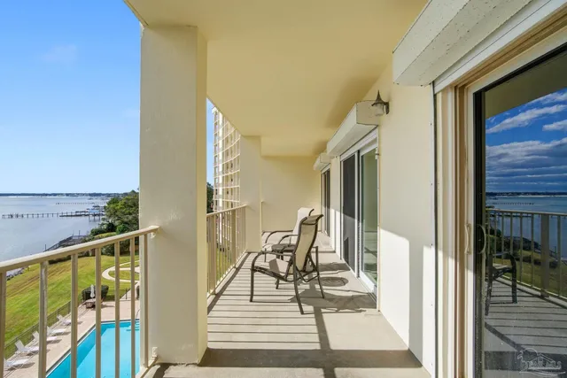 a view of balcony with workspace
