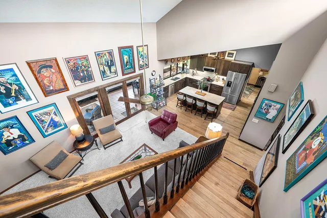 an aerial view of a house