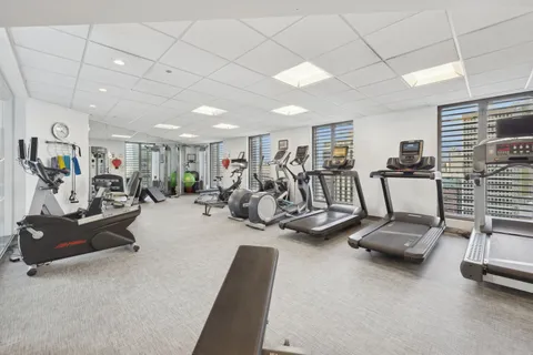 a view of a room with gym equipment