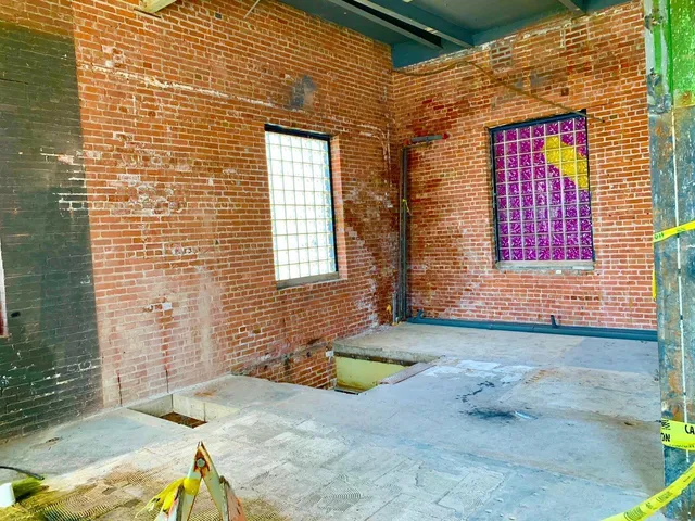 a view of a wooden door