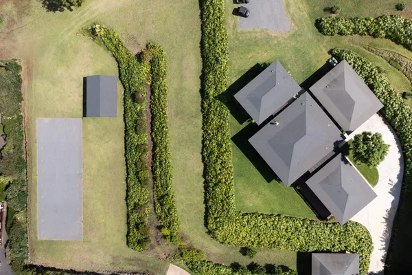 an aerial view of a house