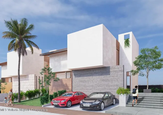 a car parked in front of a house