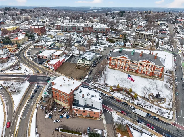 an aerial view of a city with lots of residential buildings
