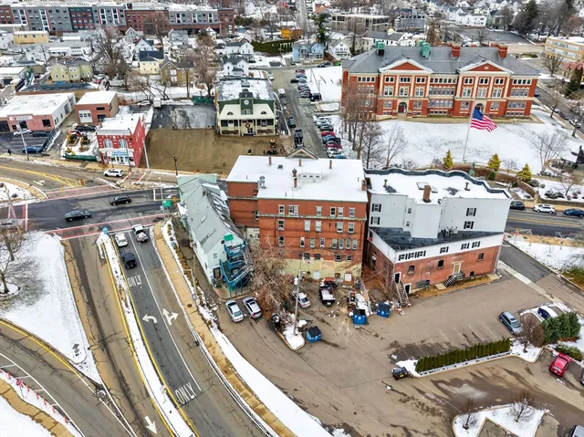 an aerial view of a city