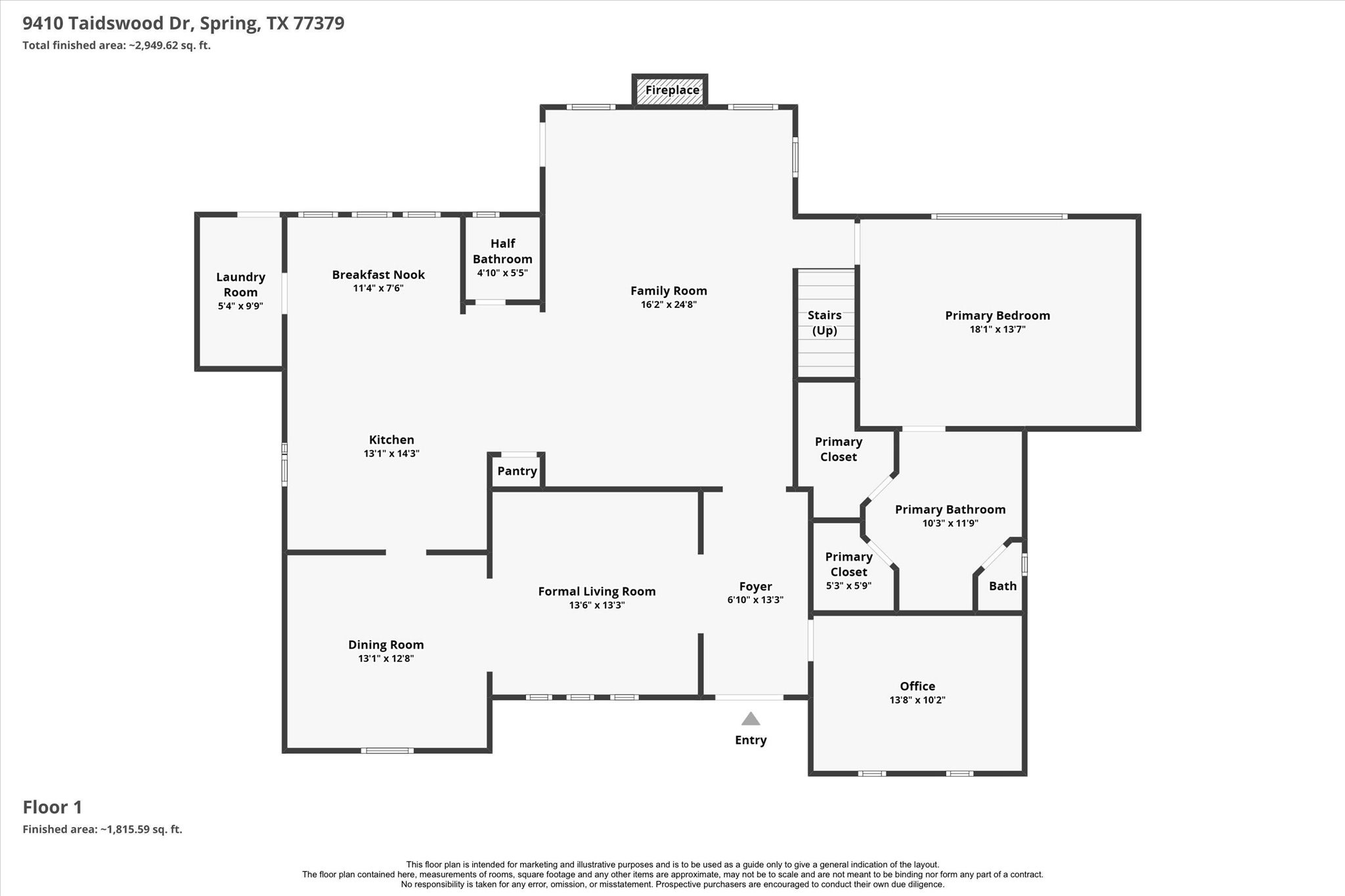 9410 Taidswood Drive Spring, TX 77379 - Photo 39 of 40 Check out the floor plan but also don't forget to look at our fully virtual 3D tour that walks you through the house, step by step, room by room. You can tour this home from absolutely anywhere in the world! Find the link in the listing details. All room measurements are approximate and should be independently verified. These are provided as a courtesy from our photographer.