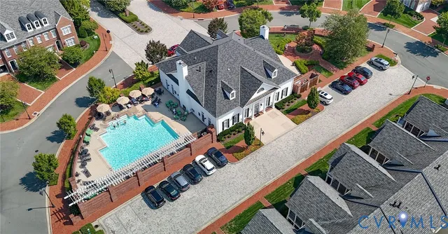 an aerial view of a house