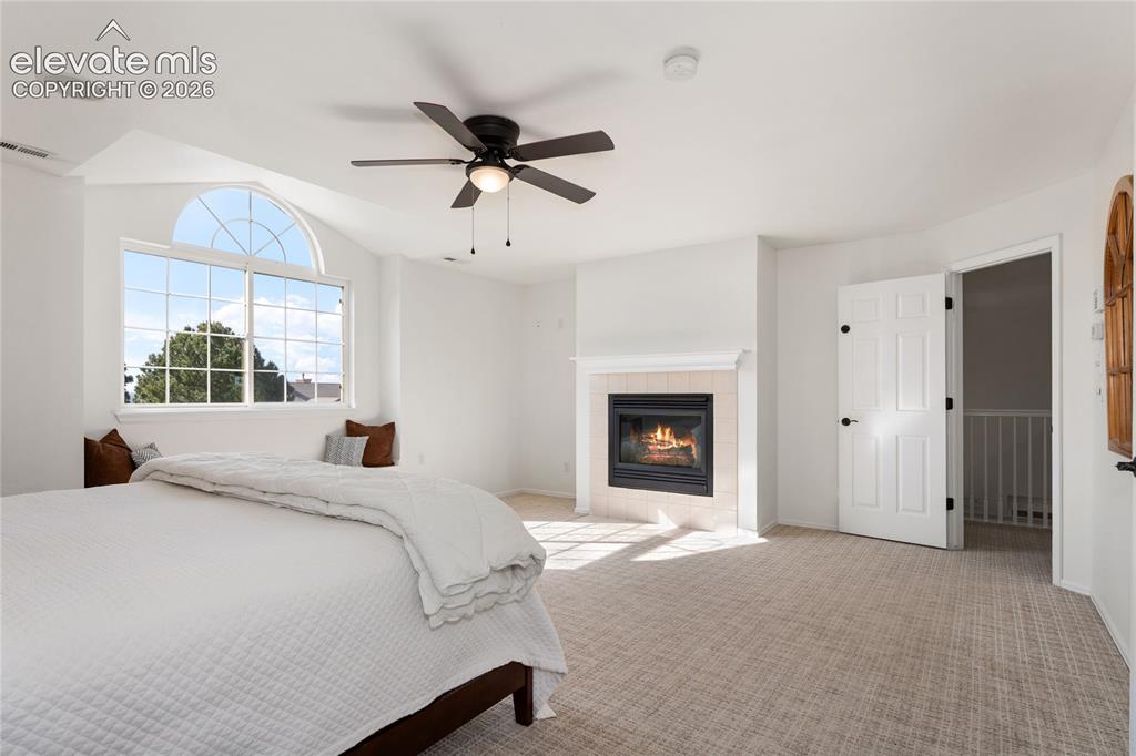 5575 Butler Court Colorado Springs, CO 80918 - Photo 24 of 42 primary bedroom features a gas fireplace