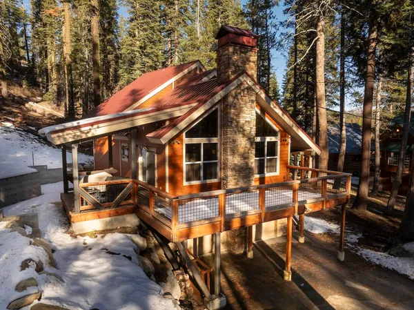 a backyard of a house with seating space