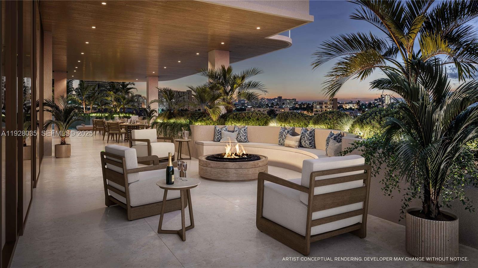 530 North Birch Road, Unit 502 Fort Lauderdale, FL 33304 - Photo 3 of 22 a living room with patio furniture and a potted plant