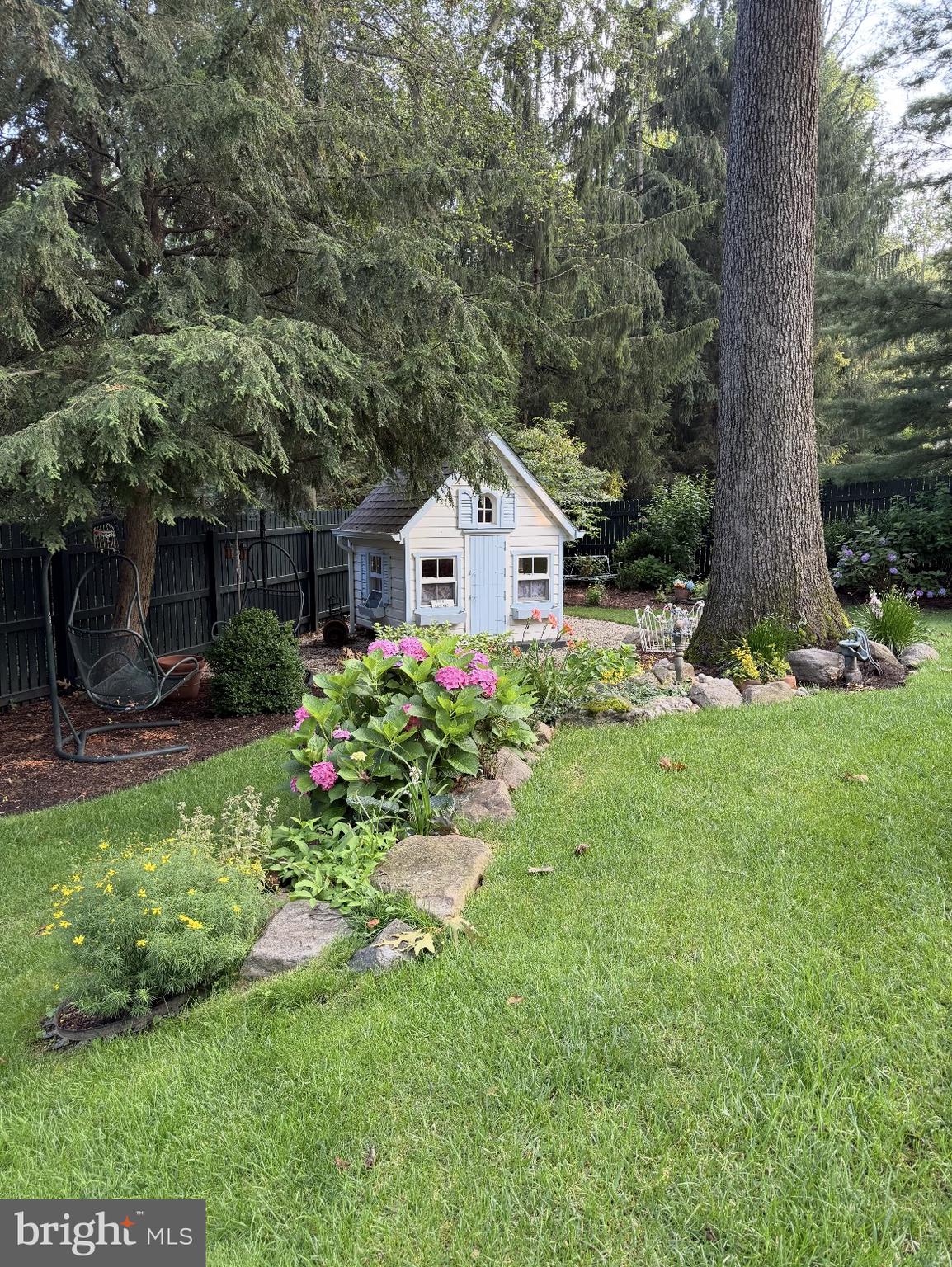 300 Valley Place Wayne, PA 19087 - Photo 48 of 53 Yard, Landscaping, Playhouse in Summer.