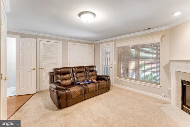 a bedroom with furniture and a fireplace