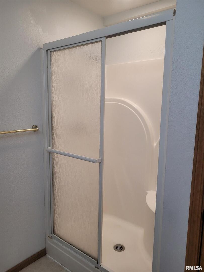 103 East Highline Road Woodlawn, IL 62898 - Photo 25 of 36 a bathroom with a glass shower door