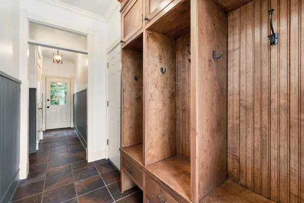 a view of entryway with wooden floor
