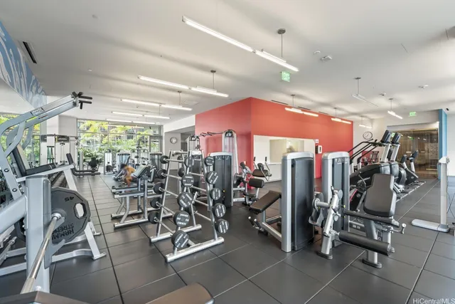 a view of a room with gym equipment
