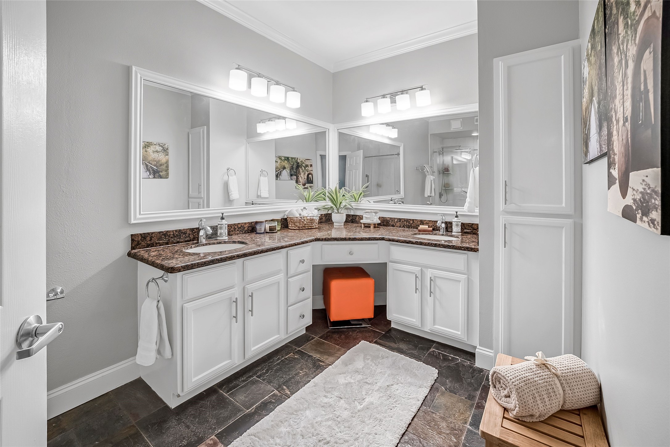2111 Welch Street, Unit A113 Houston, TX 77019 - Photo 17 of 30 Primary Bath with Dual Sinks + Granite