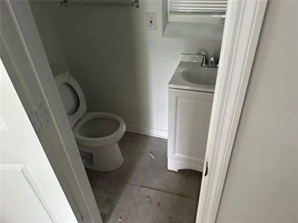 a close view of cabinet and washer