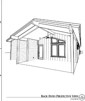 a white and white house with a large window