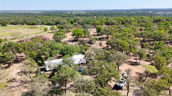 a view of a city with lush green forest