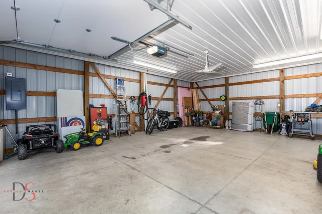 a view of a garage with furniture