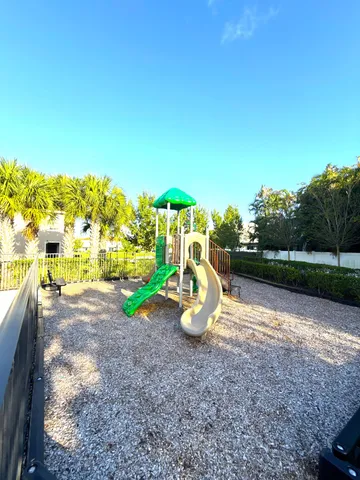 a view of a park with slide