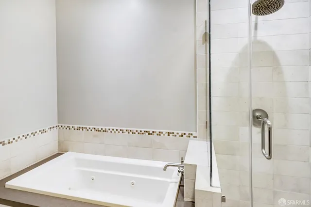 a bathroom with a bathtub