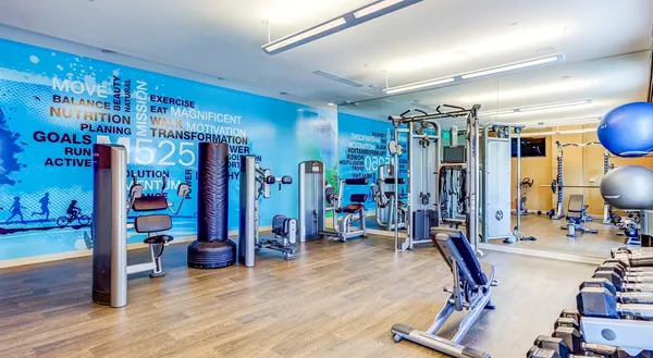 a view of a room with gym equipment