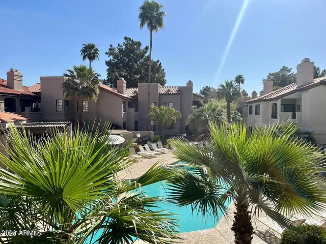 a view of a palm plant that is in front of a building