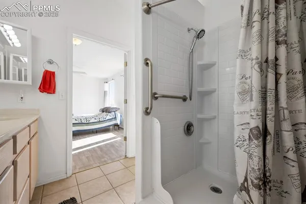 a bathroom with a shower