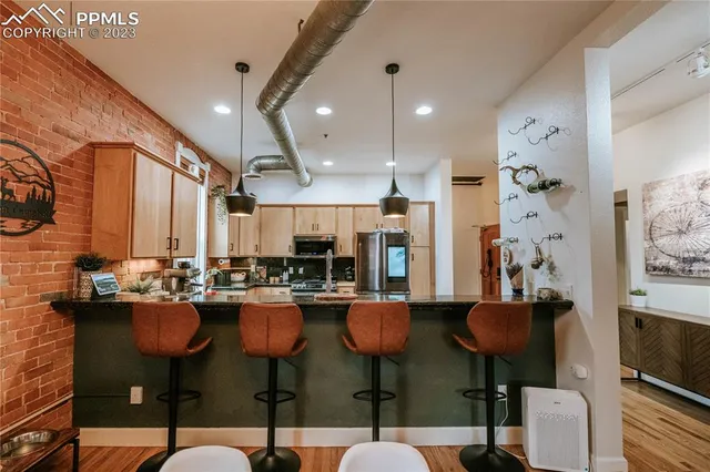 a kitchen with lots of counter top space