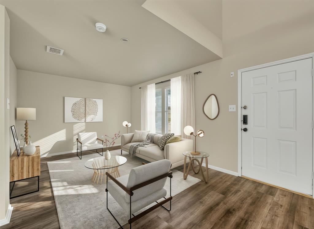 2917 Mayfair Lane Lancaster, TX 75134 - Photo 2 of 40 Staged Living room featuring baseboards and dark wood finished floors