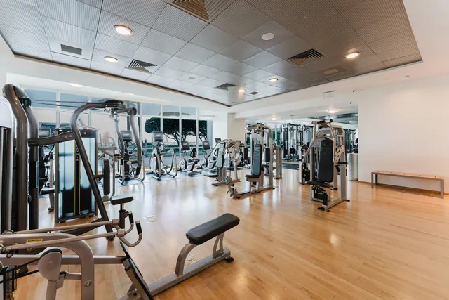a view of a room with gym equipment