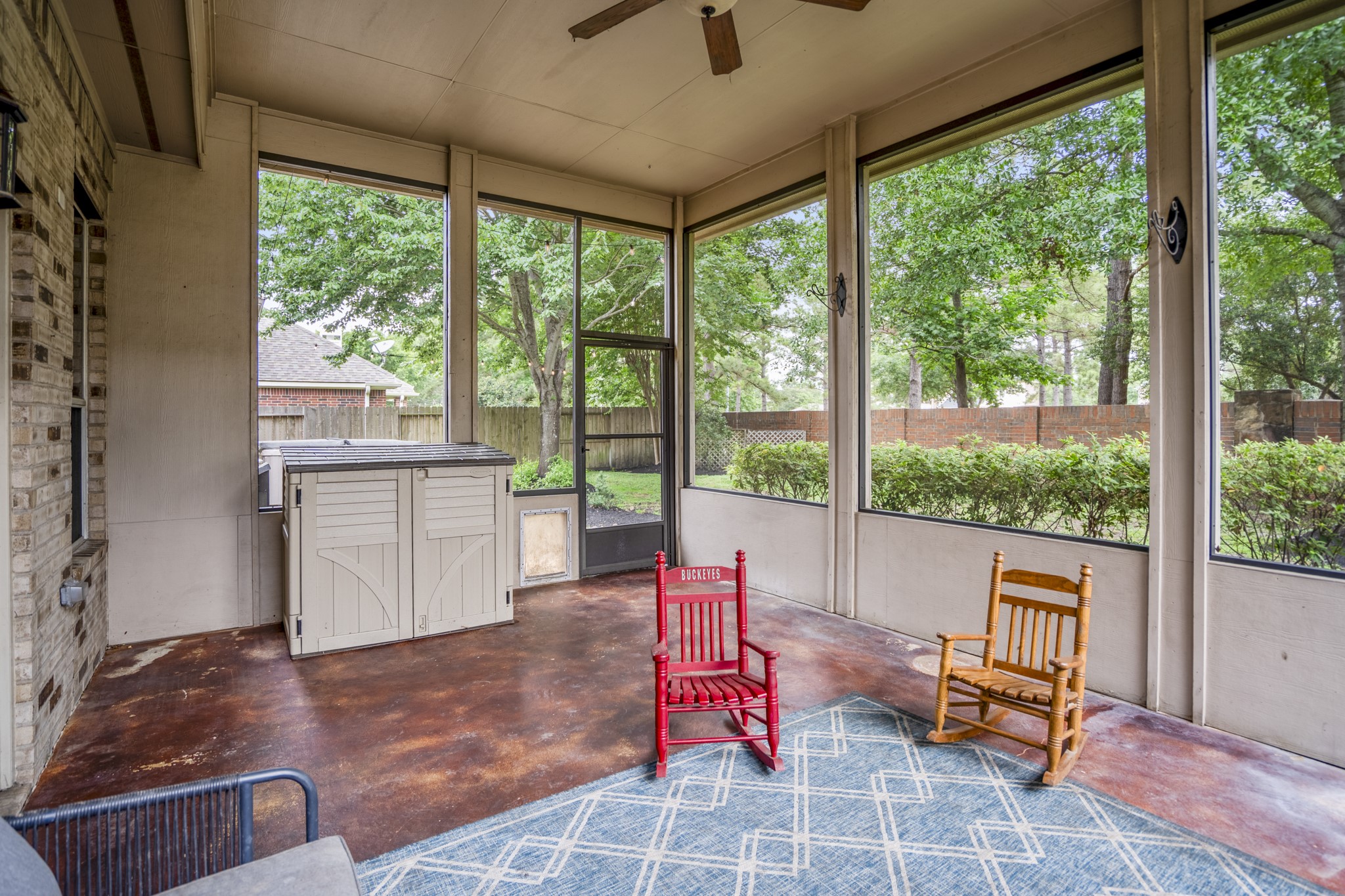 10410 Pitcataway Drive Spring, TX 77379 - Photo 27 of 48 Another view of the sunroom which has an outdoor ceiling fan to keep you cool on the summer evenings.