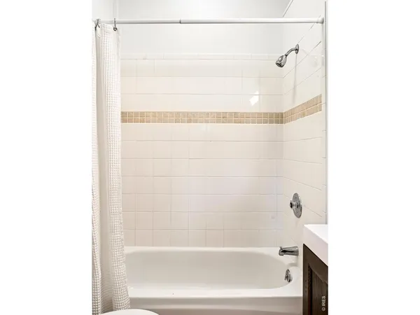 a bathroom with a bathtub