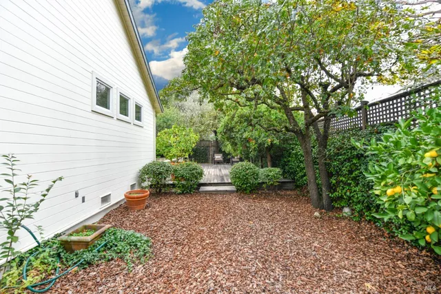 a backyard of a house with lots of green space
