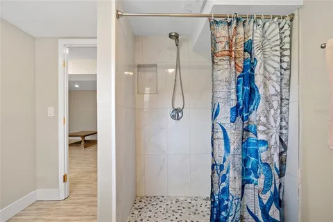 a bathroom with a shower