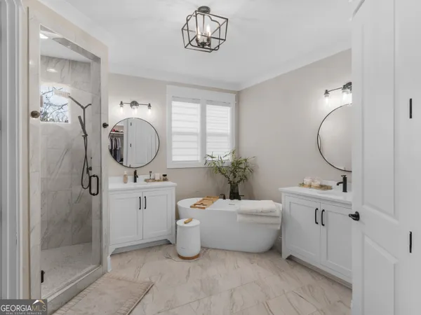 a bathroom with a window