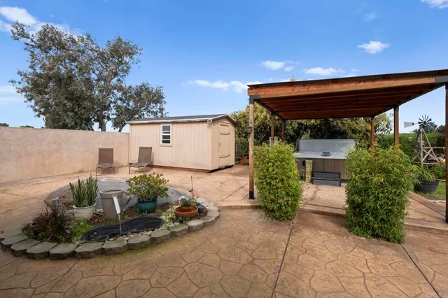 a backyard of a house with plants