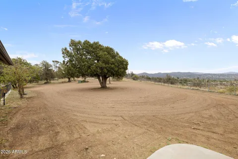 a view of a yard with an trees