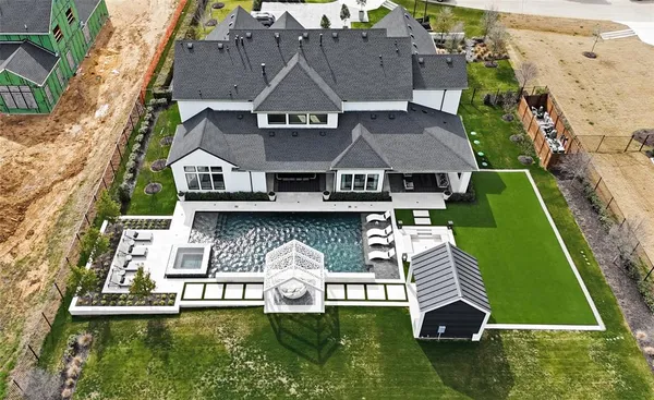 an aerial view of a house