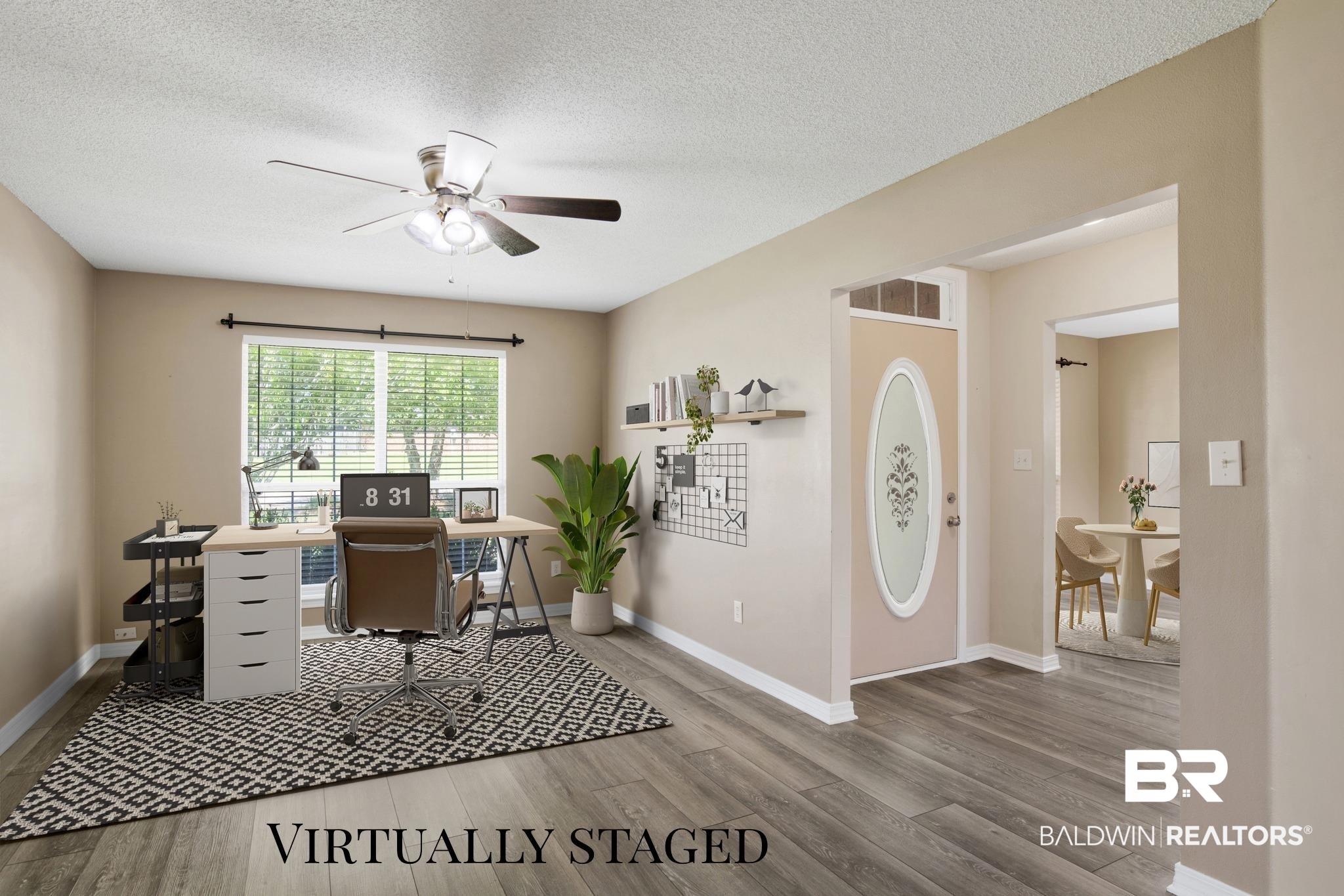 16102 Masada Court Loxley, AL 36551 - Photo 29 of 35 Office space featuring a textured ceiling, wood finished floors, and a ceiling fan