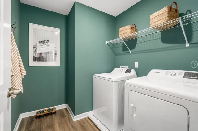 a utility room with dryer and washer