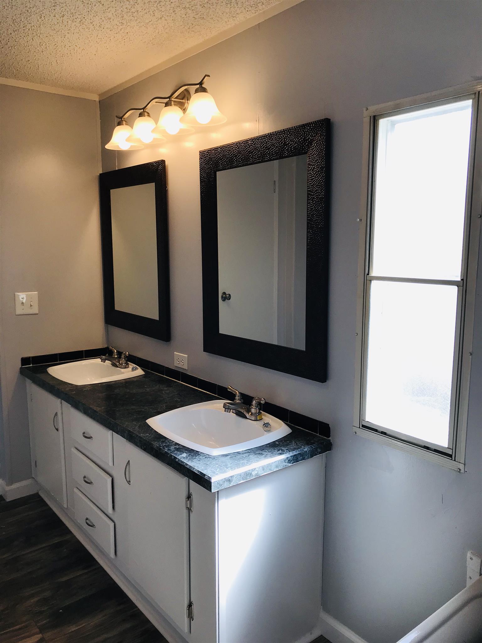 145 Absher Road Portland, TN 37148 - Photo 12 of 22 a bathroom with a granite countertop sink and a mirror