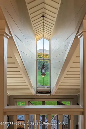 a view of a balcony with window