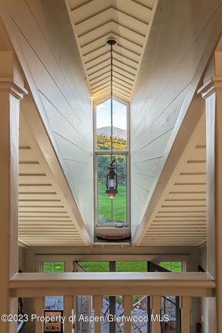 a view of a balcony with window