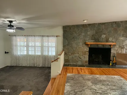 a view of a fireplace in a room