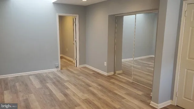 an empty room with closet