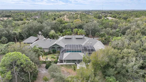 an aerial view of a house