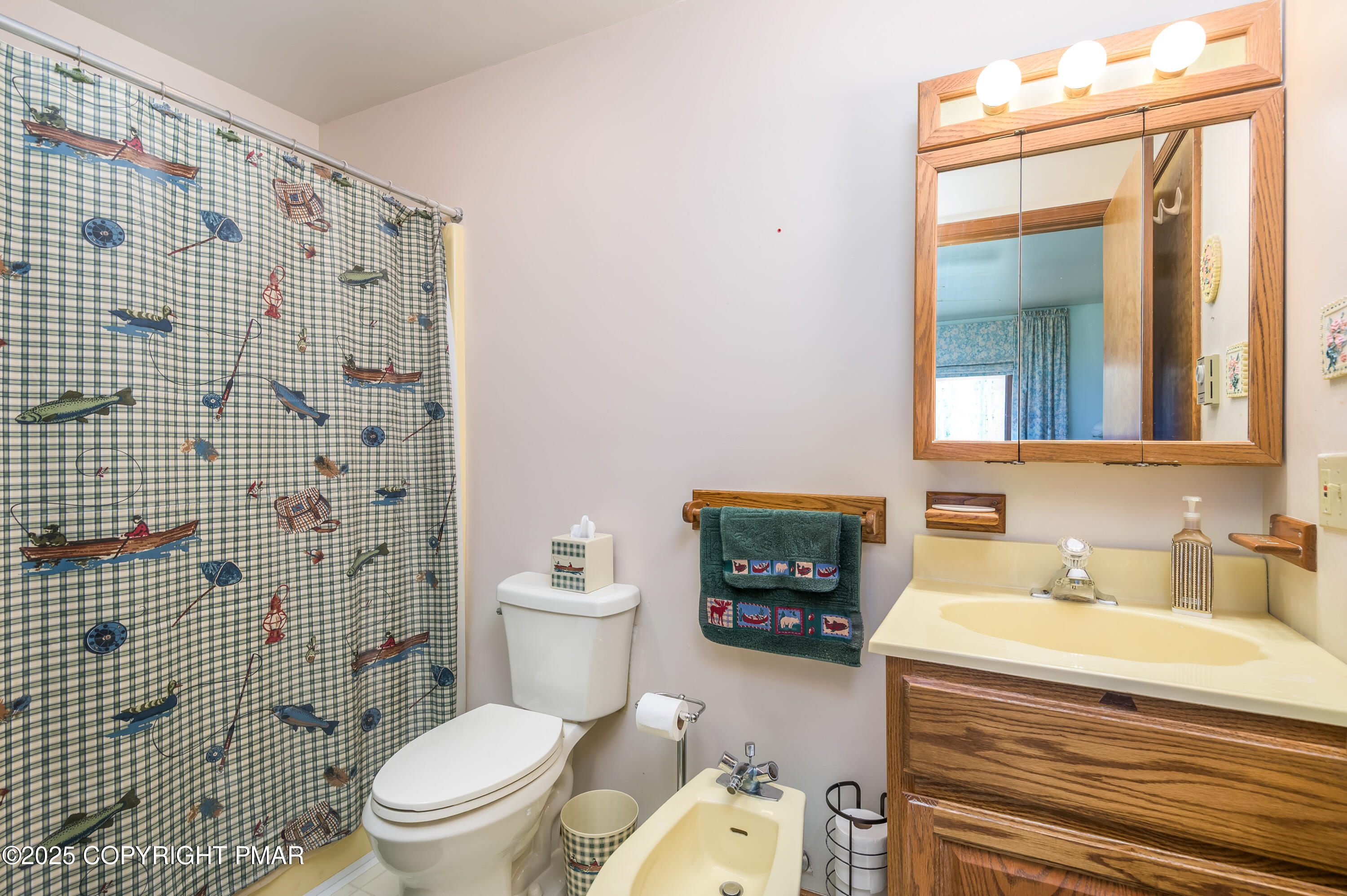 233 Pontiac Path Pocono Lake, PA 18347 - Photo 33 of 46 a bathroom with a toilet sink vanity and mirror