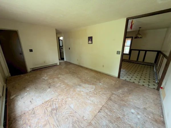 a view of a room with a staircase