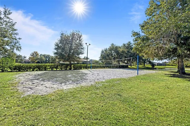 an aerial view of a house with a garden